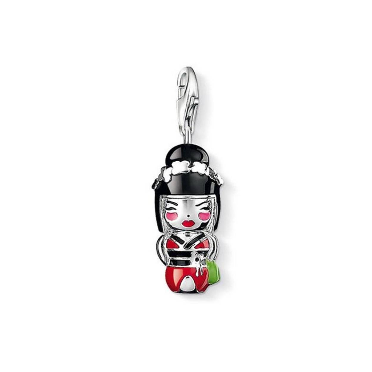 Thomas Sabo damesbedel Club-hanger Sabo Doll rood roze groen en zwart geëmailleerd 925 sterling zilver