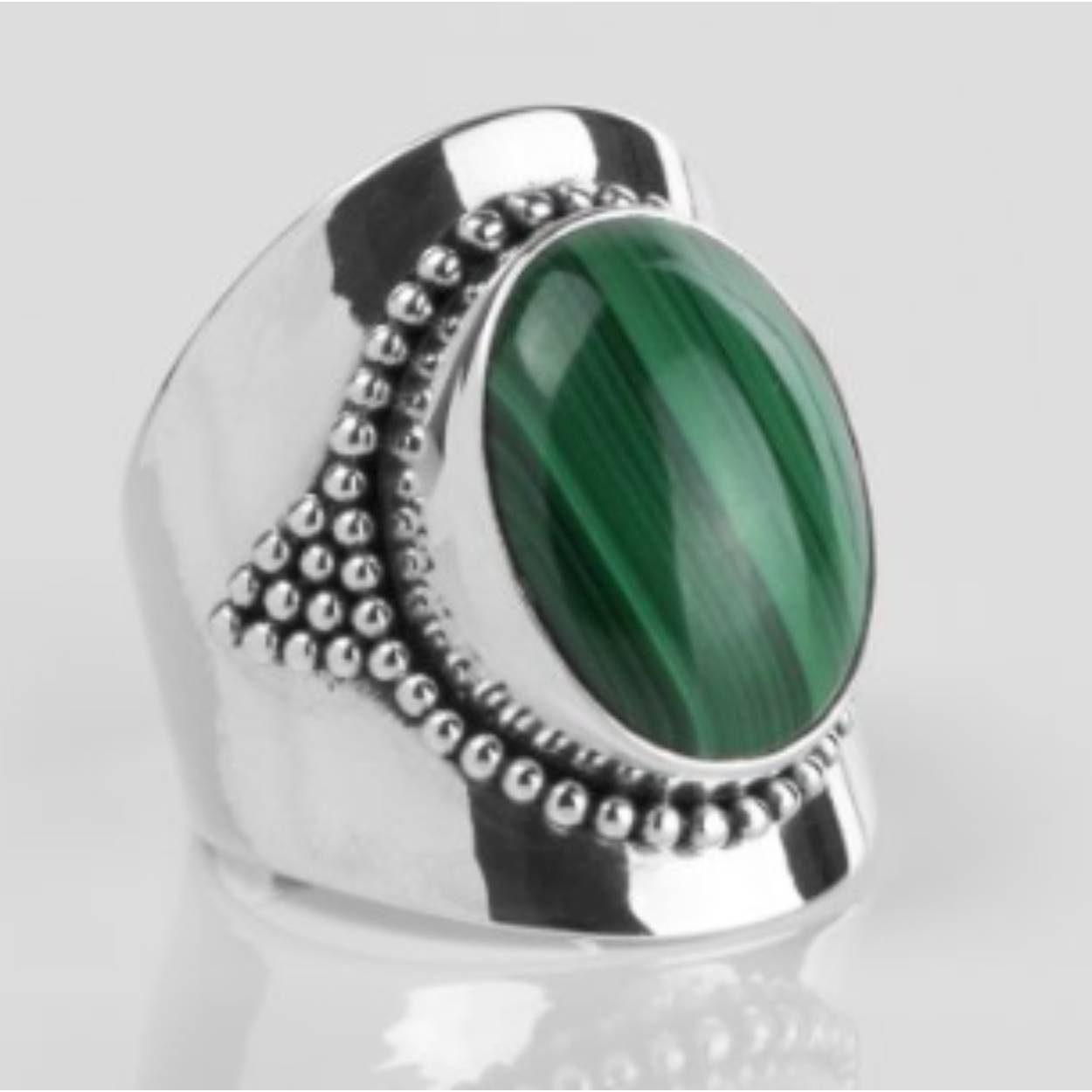 zilver ring met Malachiet