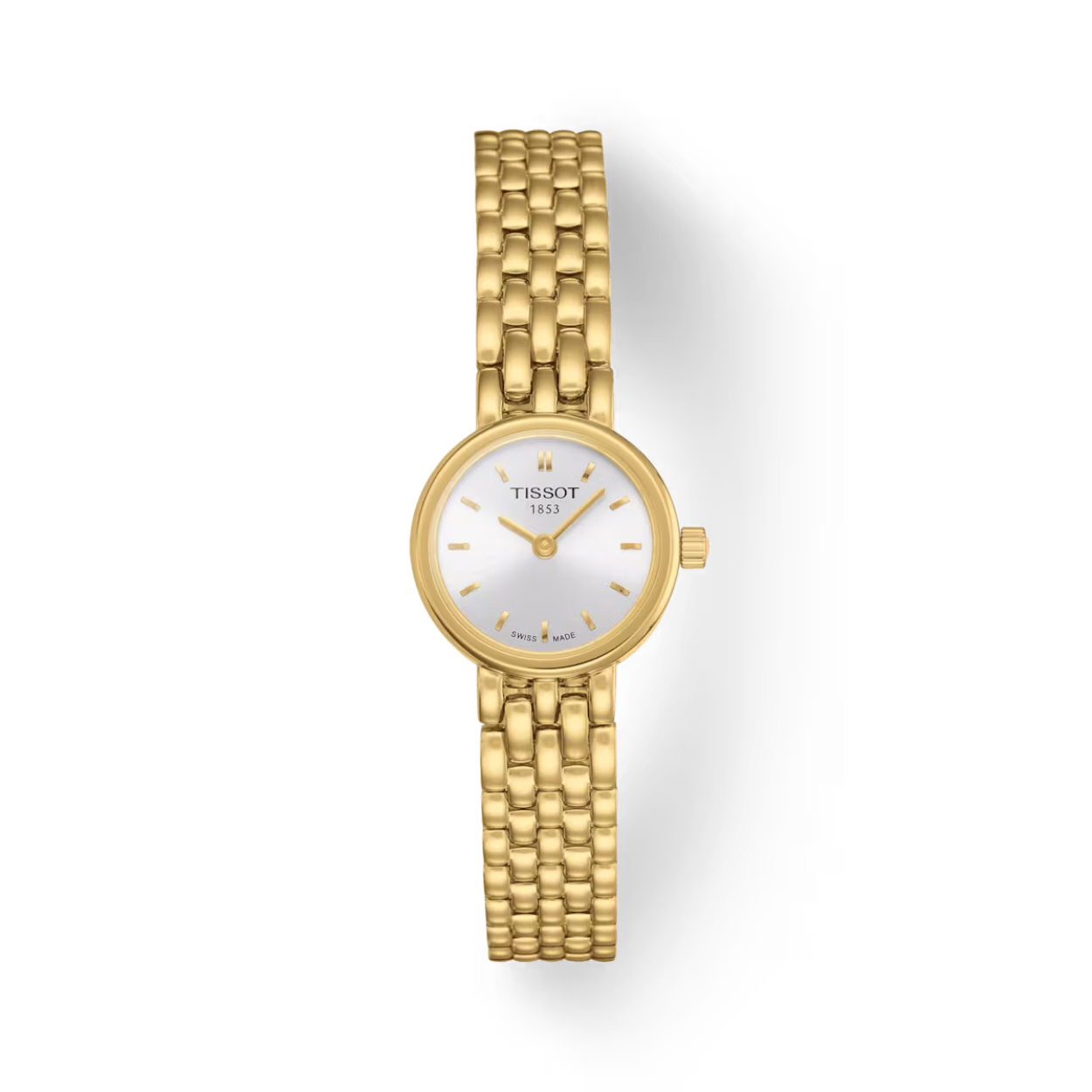 De Tissot Lovely T0580093303100 is een elegante en stijlvolle dameshorloge met een goudkleurige roestvrijstalen kast en armband. Het horloge heeft een witte wijzerplaat met goud kleurige accenten. De beste manier om dit horloge te dragen is als chique accessoire voor zowel overdag als 's avonds. Voeg een vleugje glamour toe aan elke outfit met deze prachtige Tissot Lovely.