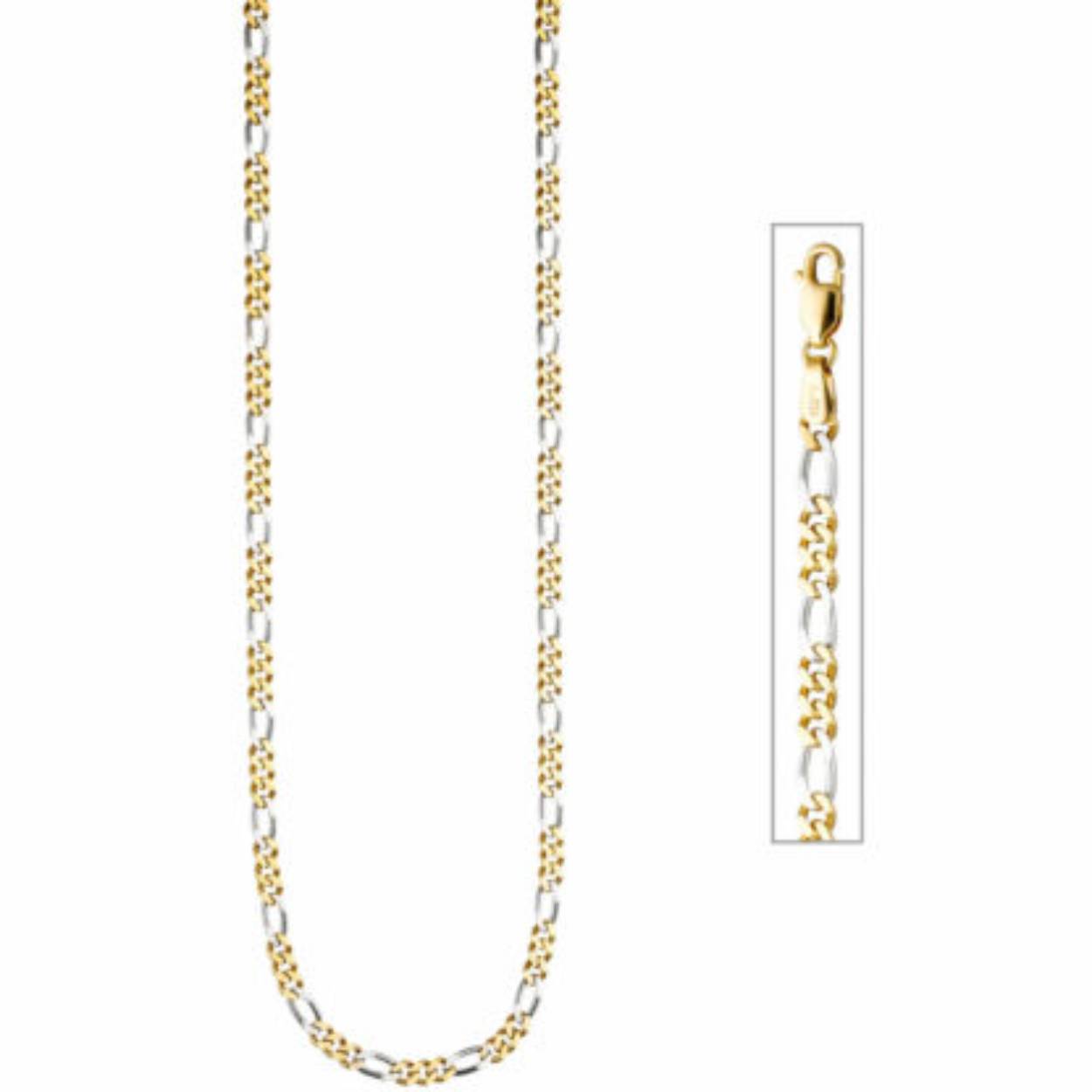 14k geel/witgouden figaro collier op 45 cm lengte