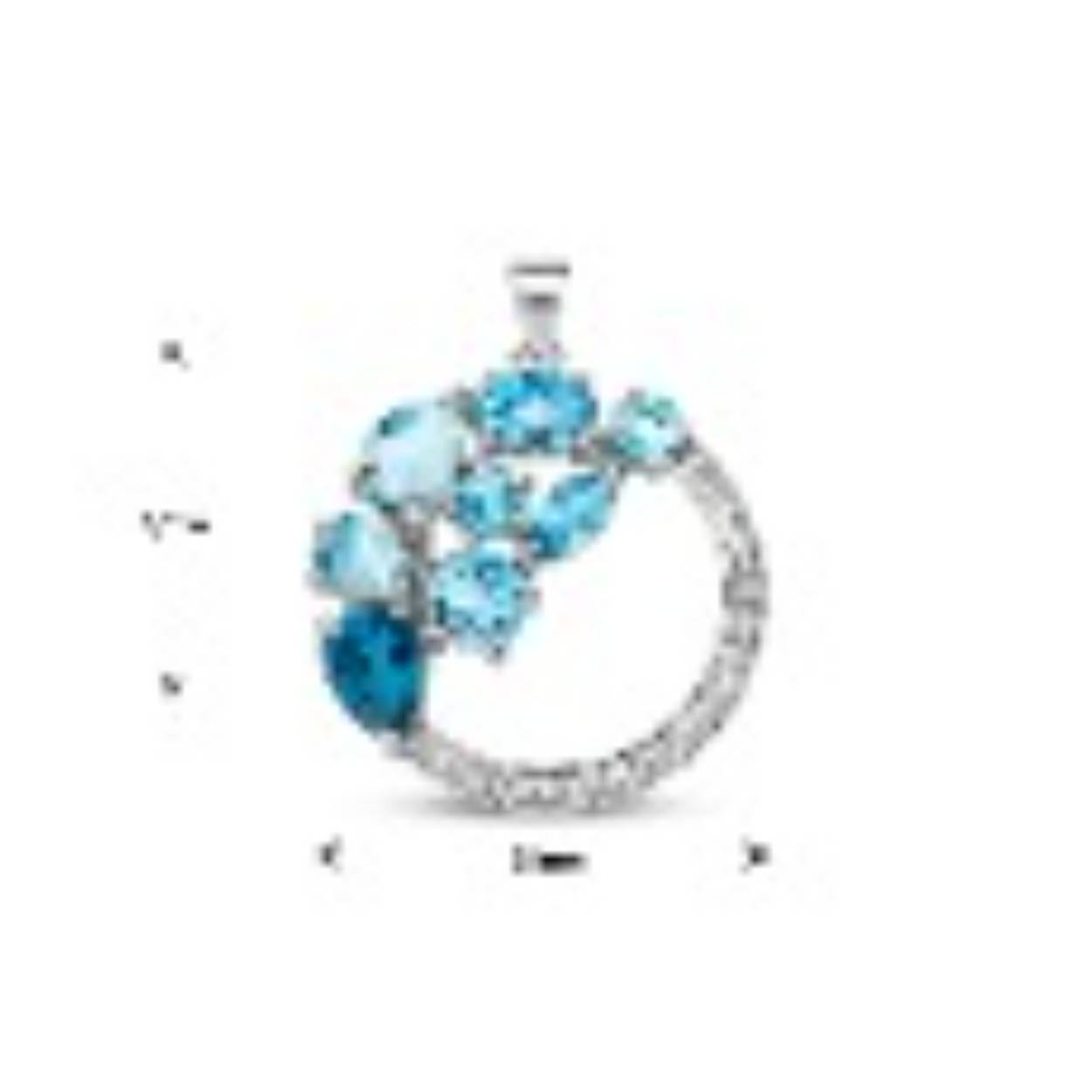 Gerhodineerd 925 zilveren hanger uitgevoerd met blauw topaas en zirkonia. De hanger heeft een totale hoogte van 27mm.