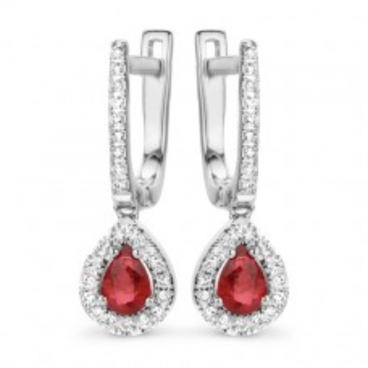 You & Me Oorstekers wit goud 18k Robijn