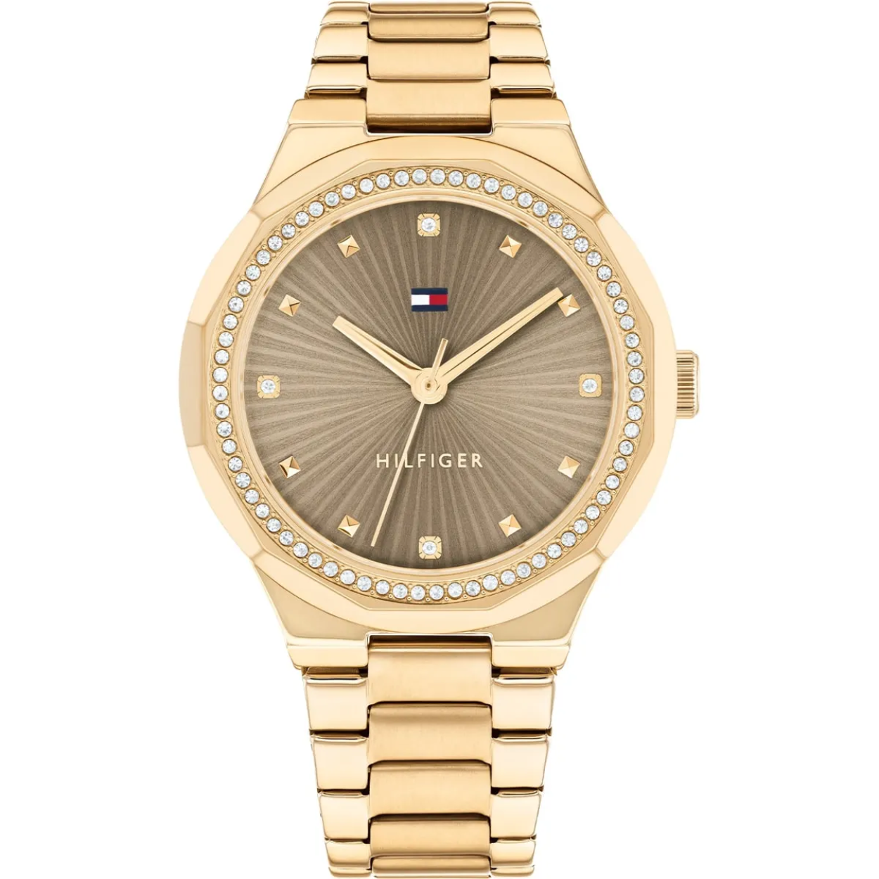 Tommy Hilfiger TH1782725 Horloge Dames Staal Goudkleurig 36mm
Dit specifieke horloge van Tommy Hilfiger uit de Piper serie met artikelnr: TH1782725 is een luxe sportief dameshorloge die niet in je collectie mag ontbreken. Het stalen dameshorloge heeft een ronde goudkleurige kast met een bezel vol kristallen en een taupe sunray wijzerplaat. De uren worden tevens weergegeven met kristallen. De goudkleurige schakelband is op lengte verstelbaar en heeft een vouwsluiting. Het horloge heeft een mineraalglas, een doorsnee van 36mm en is 3ATM.  

Het merk:
Sinds de lancering van het merk in 1985 is Tommy Hilfiger wereldwijd bekend geworden als pionier van de klassieke Amerikaanse coole stijl. Geïnspireerd door de iconische popcultuur en het Amerikaanse erfgoed. De dames en herencollectie van dit seizoen bestaan uit minimalistische silhouetten en rustieke lederen details. De herenhorlogecollectie biedt iconische uurwerken met roestvrijstalen, lederen en siliconen banden.

Specificaties:
- Mineraalglas
- Ronde kast 36mm
- Goudkleurige horlogekast
- Taupe wijzerplaat met kristallen
- Goudkleurige schakelband 
- 3ATM