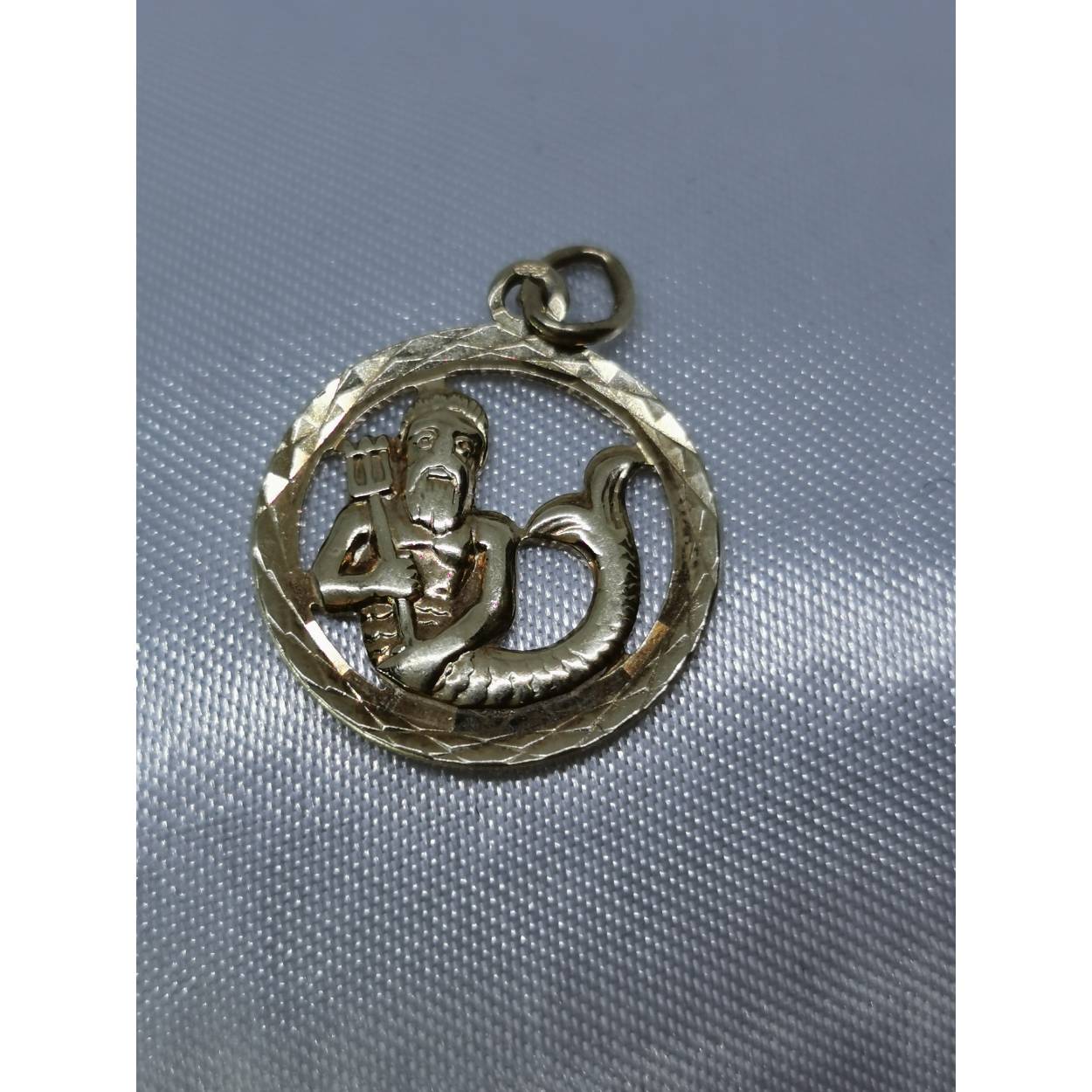 14 Karaat geel gouden hanger sterrenbeeld waterman rond. 
Kijk in onze brede assortiment voor een leuke bijpassende collier!