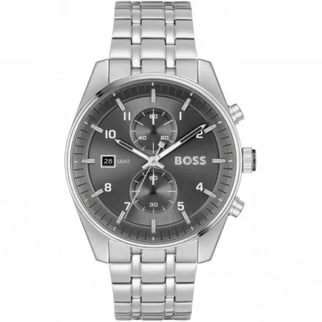Dit Boss horloge behoort tot de Skytraveller collectie.
Referentienummer: HB1514151

Dit BOSS horloge heeft een stoere sportieve uitstraling. Zeer geschikt voor de moderne stijlvolle man van nu. Het herenhorloge valt op door zijn stalen horlogekast met een gladde bezel en een grijze sunray wijzerplaat met een chronograaf en datum. Opvallend zijn de wijzers die met kleur en lumibrite de tijd aangeven. Aan de kast zit een stalen schakelband met vouwsluiting. De kast van het horloge heeft een doorsnee van 44mm met mineraalglas en is 5ATM. 

