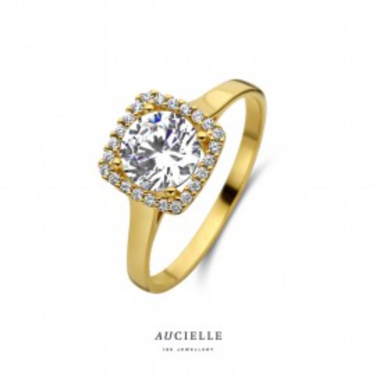 Ring geel goud 18kt met zirconium