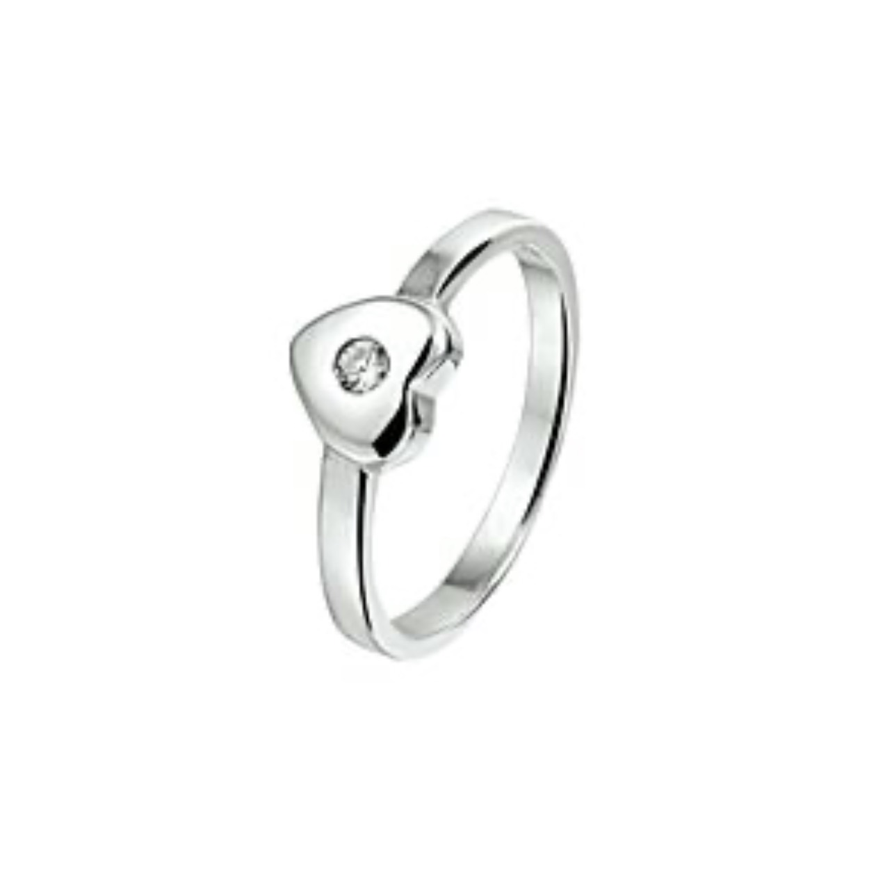 Zilveren ring hart met zirkonia steentje
