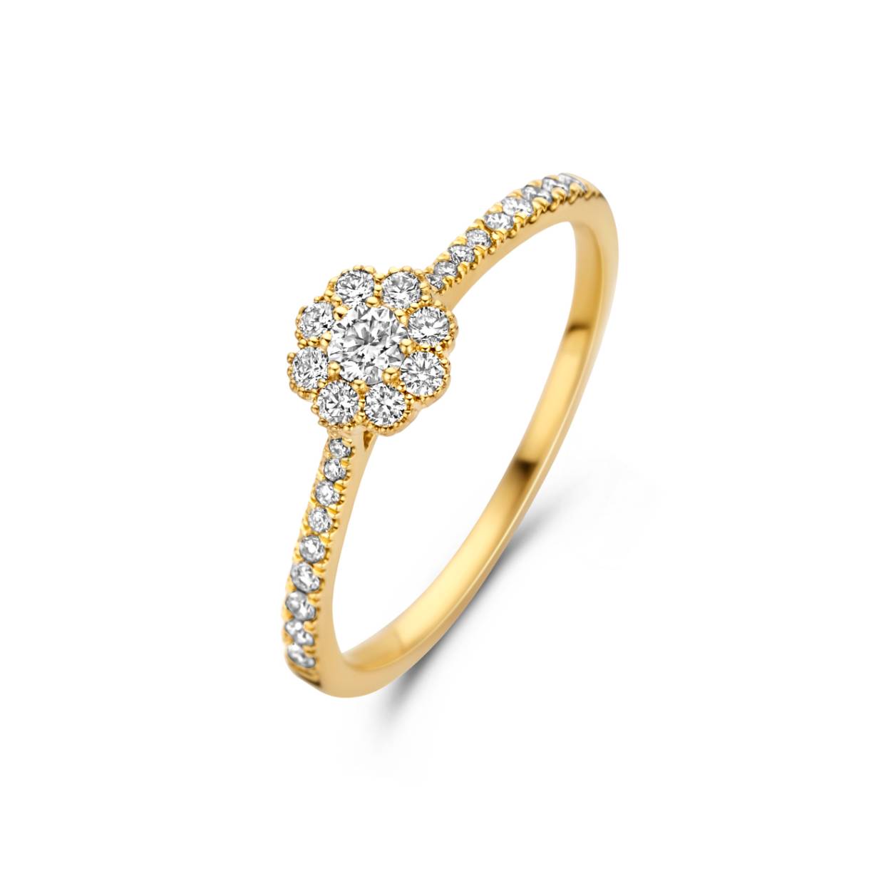 Geel gouden 18 karaat verlovingsring met 0.30ct briljant