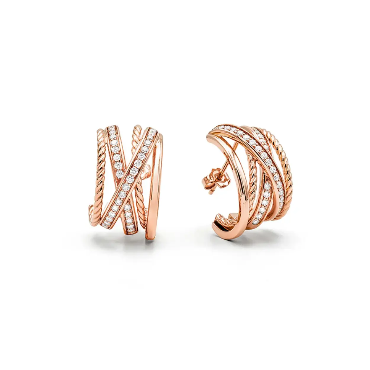 Prachtige roségouden oorstekers van de Tibet collectie met diamanten 0.85ct