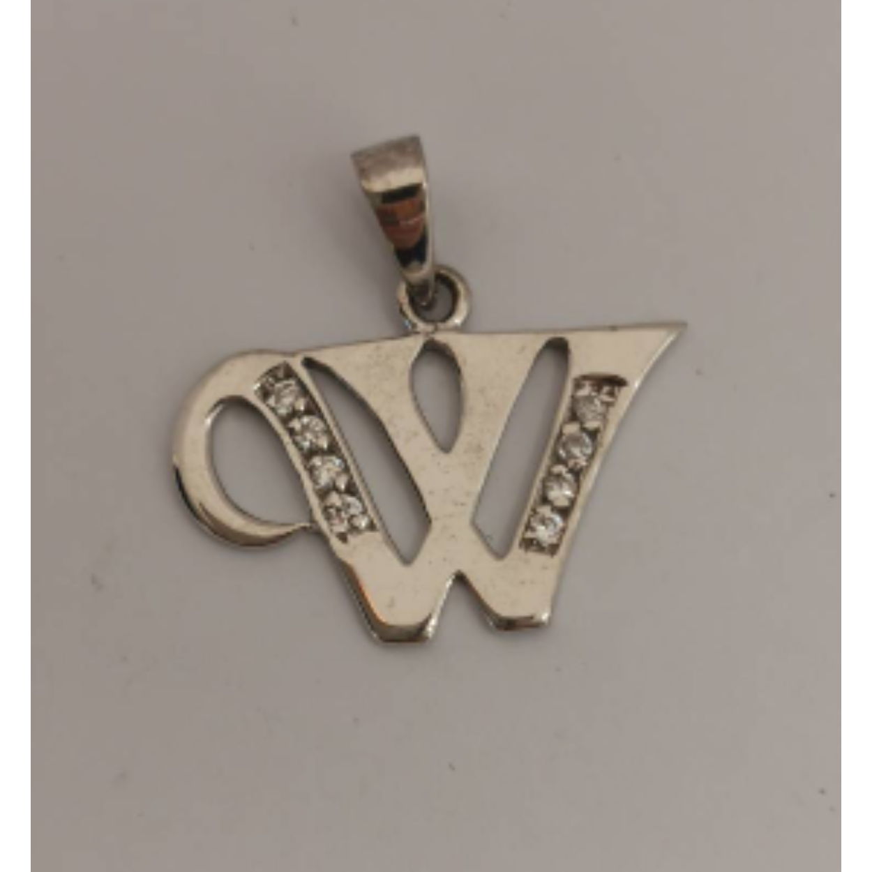 Zilveren hanger letter W zirkonia