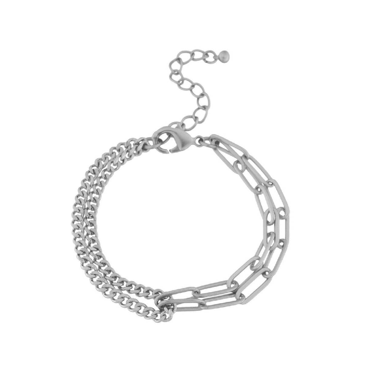 Deze Armband van het merk Dansk heeft de kleur Zilver mat. Dansk Tabitha Panzer Bracelet Rhodium Plating