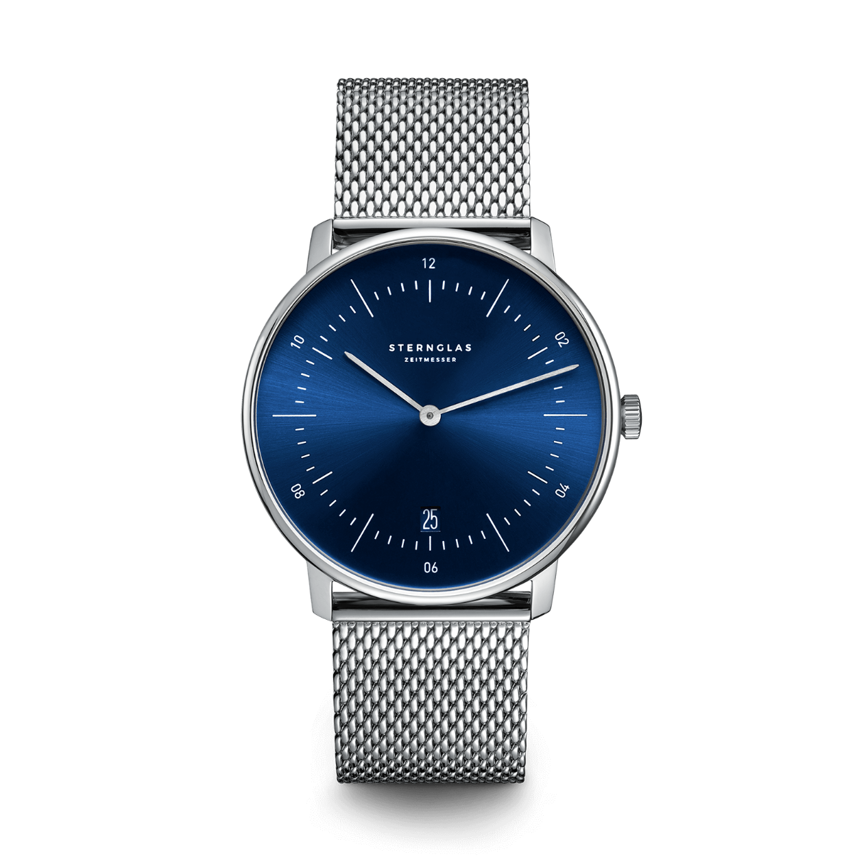 Sternglas S01-NA06-MI04 NAOS Heren Horloge met milanese band

- Behuizing gemaakt van staal, in de kleur zilver
- Horlogeband gemaakt van staal, in de kleur zilver, met druksluiting
- Quartz uurwerk, werkt op batterijen
- Datum weergave
- Voorzien van saffierglas, zeer hard en vrijwel krasvrij
- 5 ATM waterdicht, geschikt om mee te douchen.
- Breedte van de behuizing is 38 mm
- Dikte van de behuizing is 6 mm