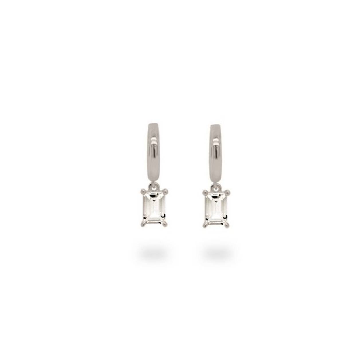 24Kae Creolen met hanger - 925 Sterling zilver gerhodineerd  42417S