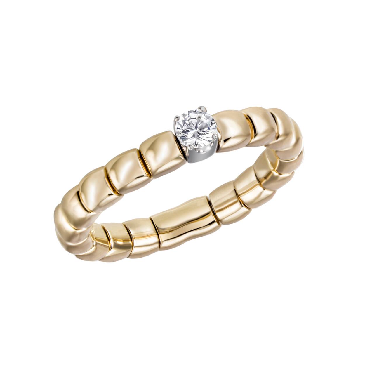 Flexibele solitairring bicolour 0.17ct