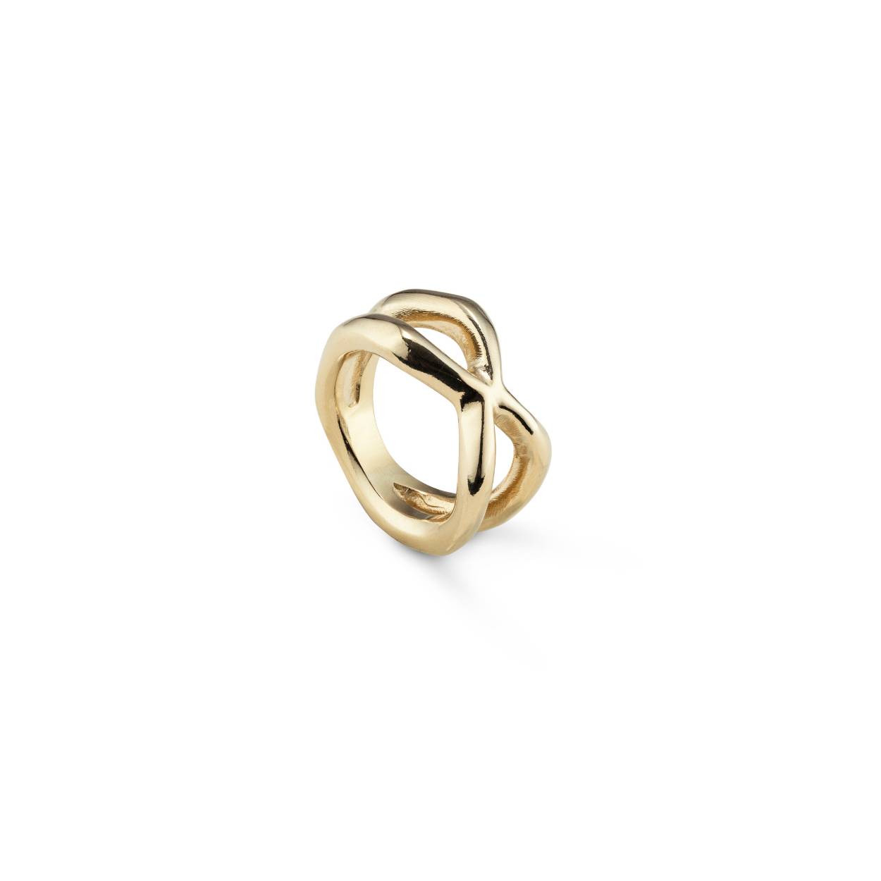 GOLD RING WITH CROSSED SPIDER LEG SHAPE
