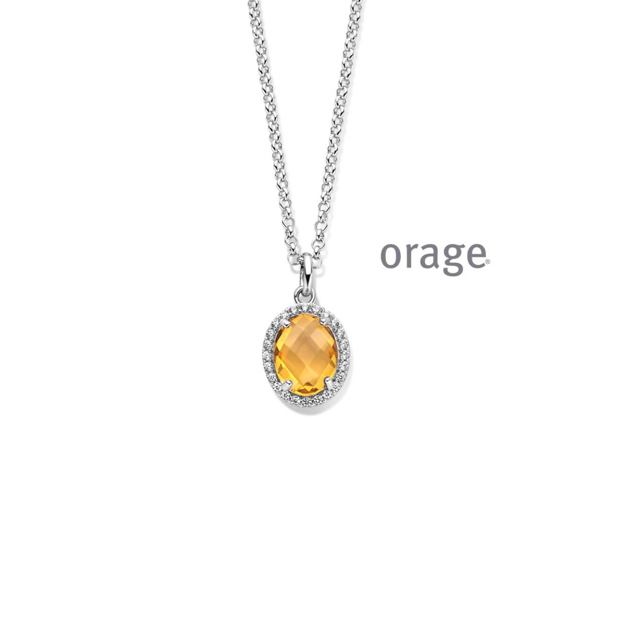 Orage Collier Zilver oranje - AW154