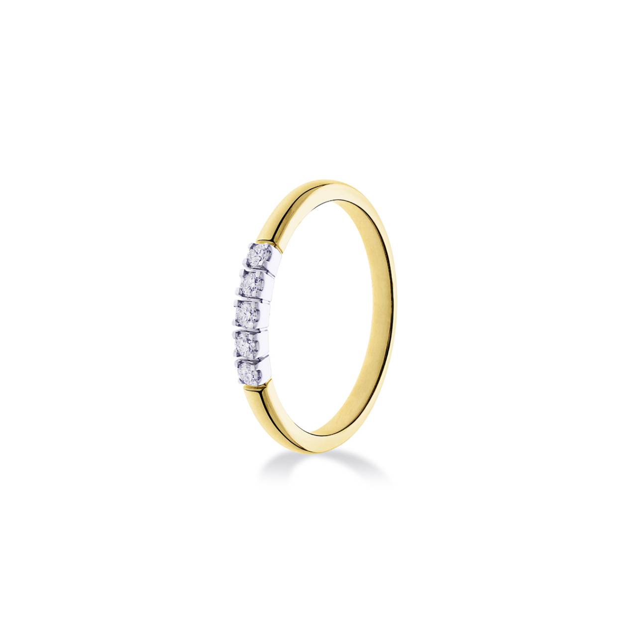 14 krt geel/wit gouden ring 5-0,10 crt HSI