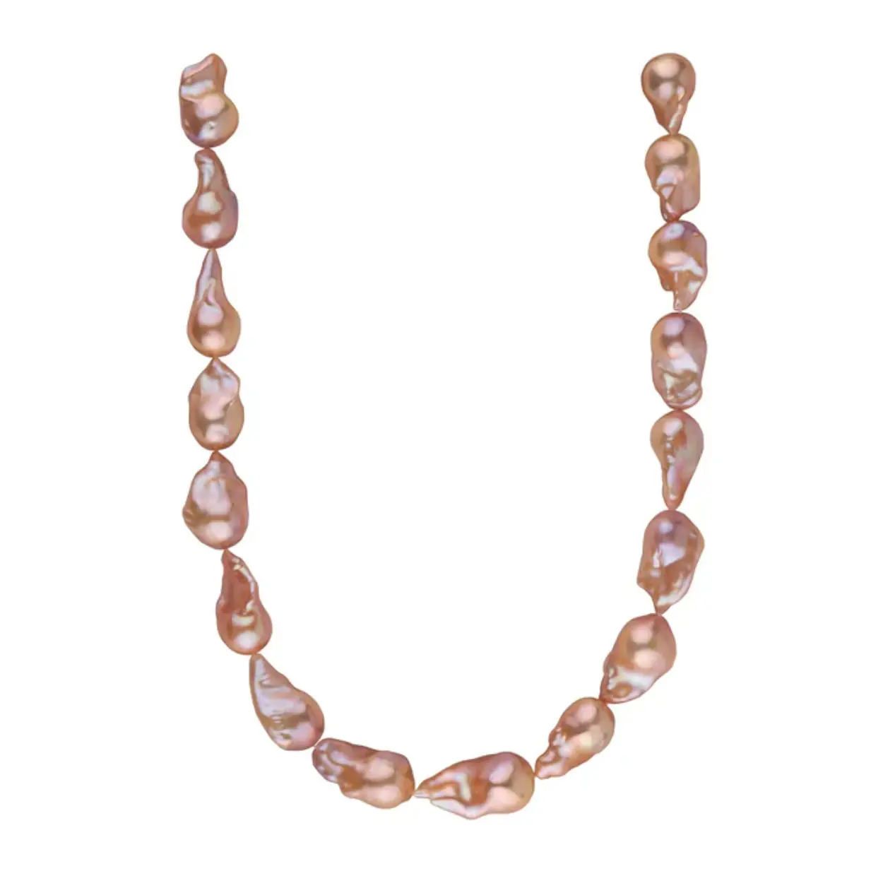 Parelsnoer, nog niet geknoopt voor 45 cm parelcollier exclusief slot. Multicolor baroque zoetwaterparels van 12-16 mm, deze vorm word ook wel Fireball genoemd, omdat de vorm op een meteoriet lijkt. De parels hebben metalic natuurlijke kleuren.