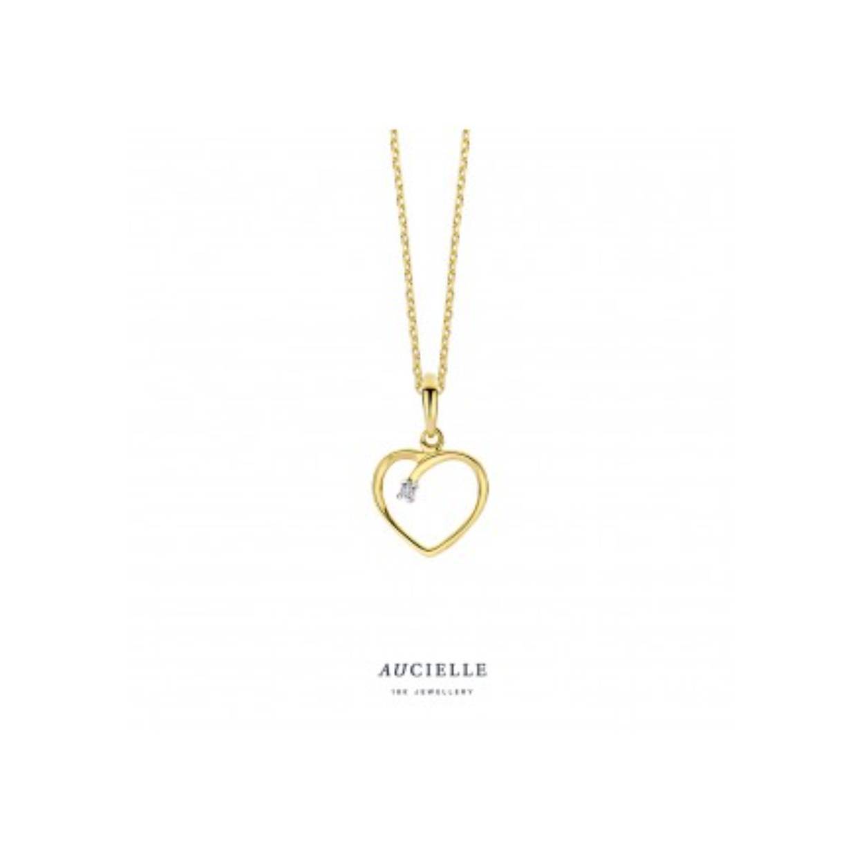Hanger hart YG 0.010ct exclusief ketting.