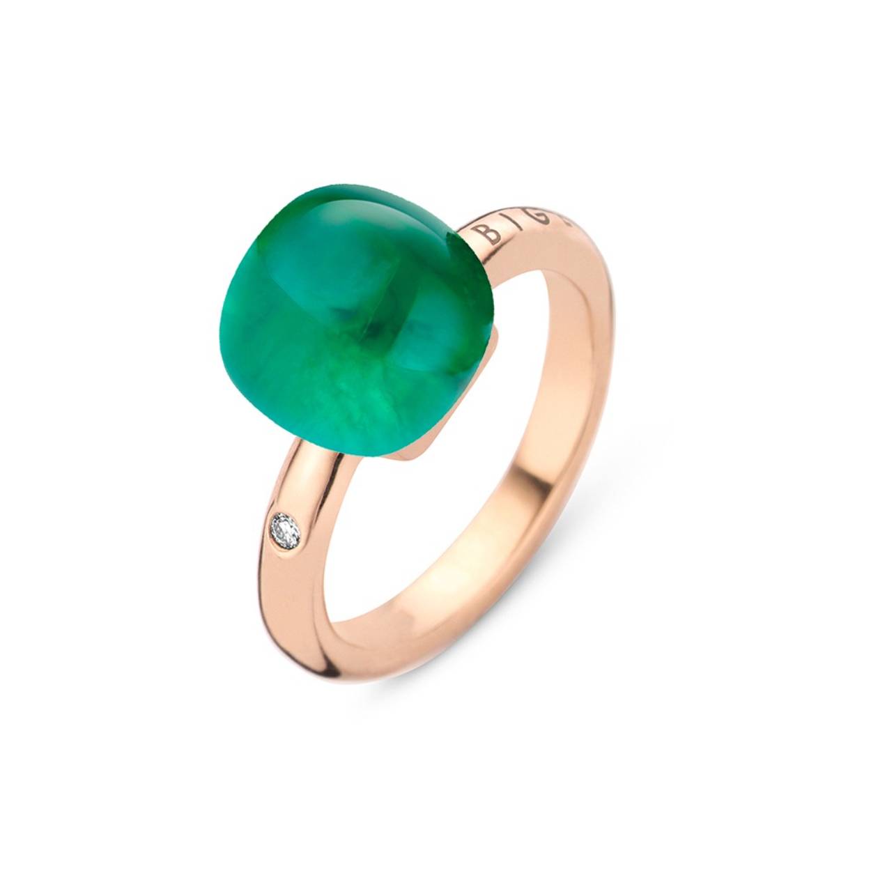 Emerald Green
Deze Mini Sweety ring is gemaakt van 18-karaats roségoud en afgewerkt  met bergkristal met smaragd en parelmoer gekenmerkt door een diamant 0.02ct