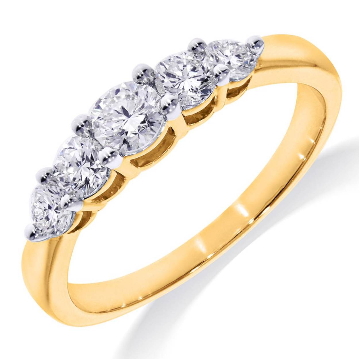 De 14 karaats geelgouden ring met modelnummer 0330GGA3895 is een elegante gouden ring met vijf oplopende diamanten van in totaal 0,54 ct. Deze prachtige ring, maat 55, is ideaal om te dragen als opvallend sieraad bij speciale gelegenheden of als dagelijks pronkstuk. Perfect om te combineren met andere gouden sieraden voor een verfijnde look.