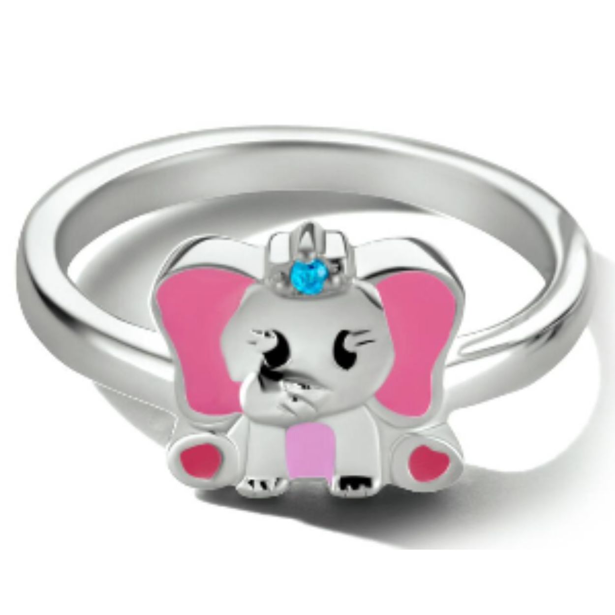 Gerhodineerd 925 zilveren ring uitgevoerd met een olifant. De ring heeft een breedte van 8mm.