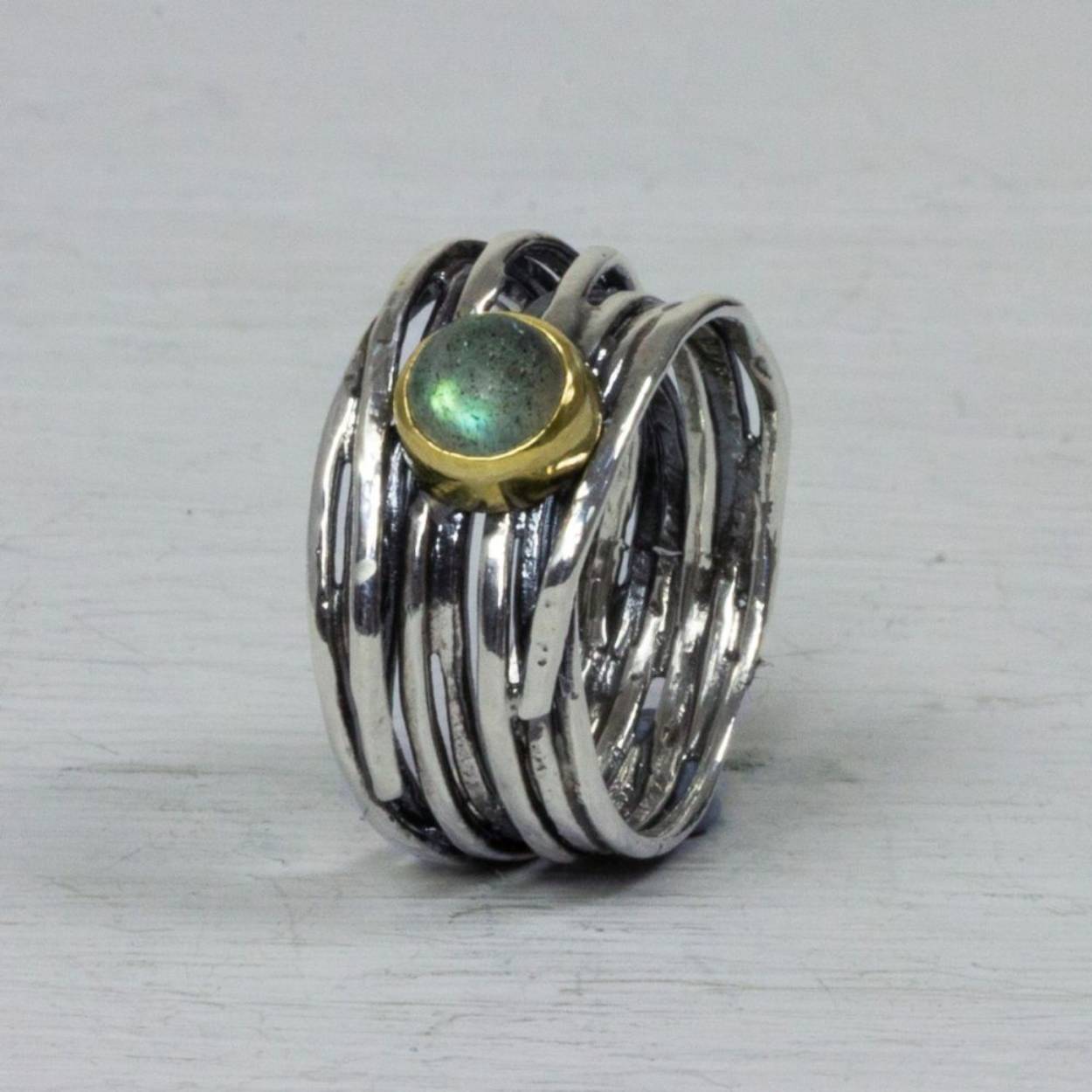 Jeh Ring zilver gedraaid met Labradoriet 20746-54