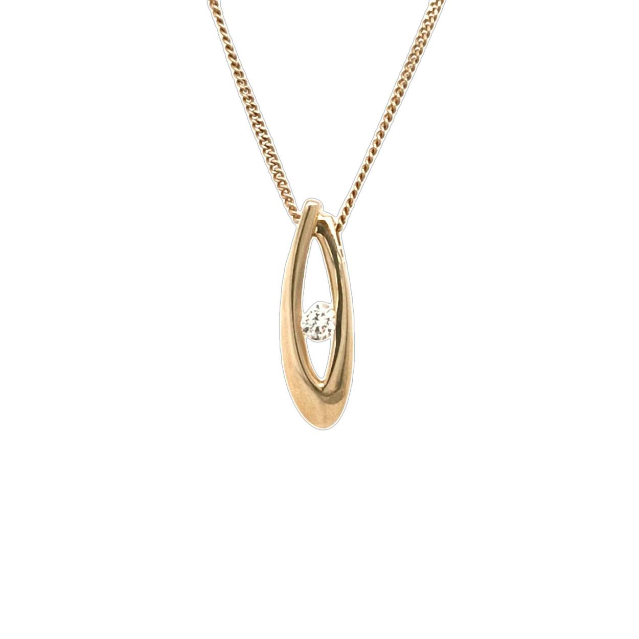 geelgouden hanger met zirconia