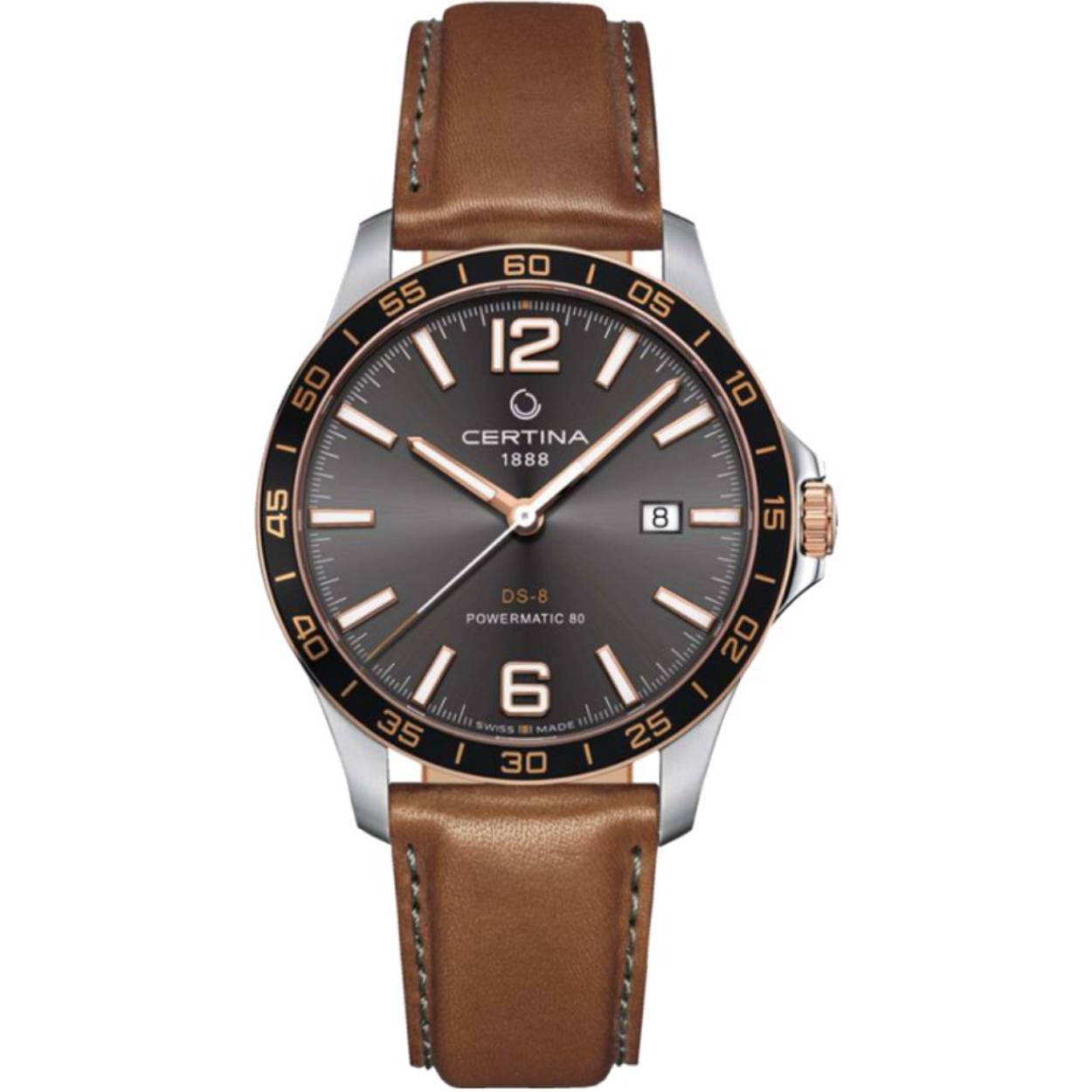 Certina heren horloge automaat Powermatic 80

Uurwerk Powermatic 80.111

Saffierglas

Waterdicht 100M

Bandaanzet 20mm

Kastdikte 10.3mm

Kastbreedte 39mm

Achterdeksel voorzien van glas
