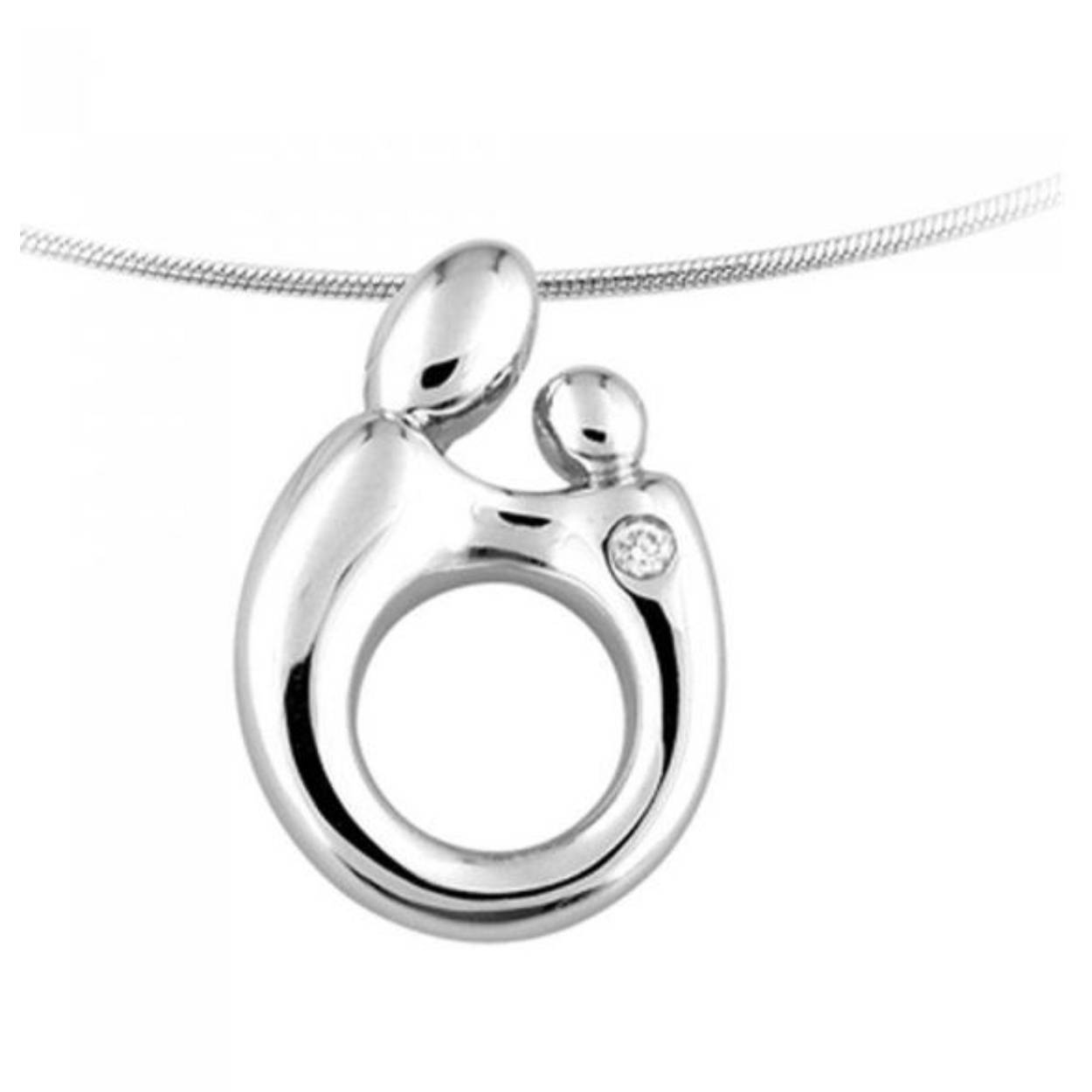 M'amour zilveren hanger moeder en kind 0.01crt briljant zb11 