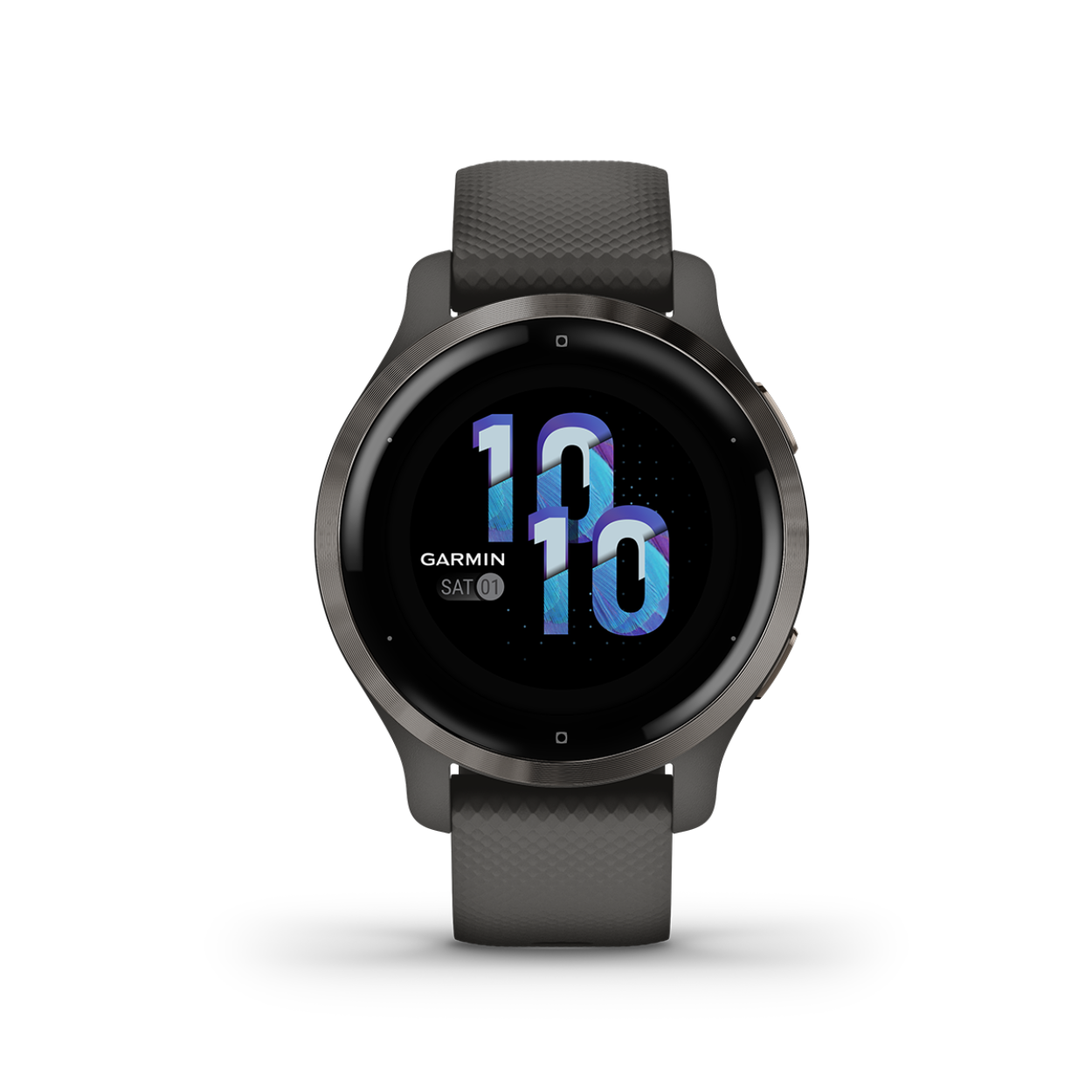 Garmin Venu2s GPS Smartwatch 40mm Slate rand van roestvrij staal met Graphite behuizing en siliconenband