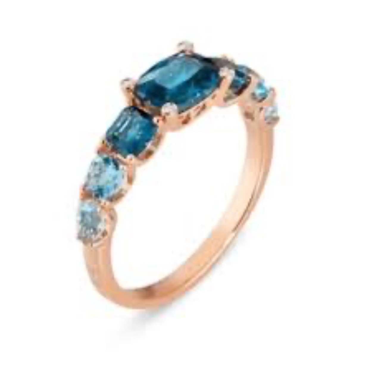 London blue topaas en diamant geelgoud 18 k 