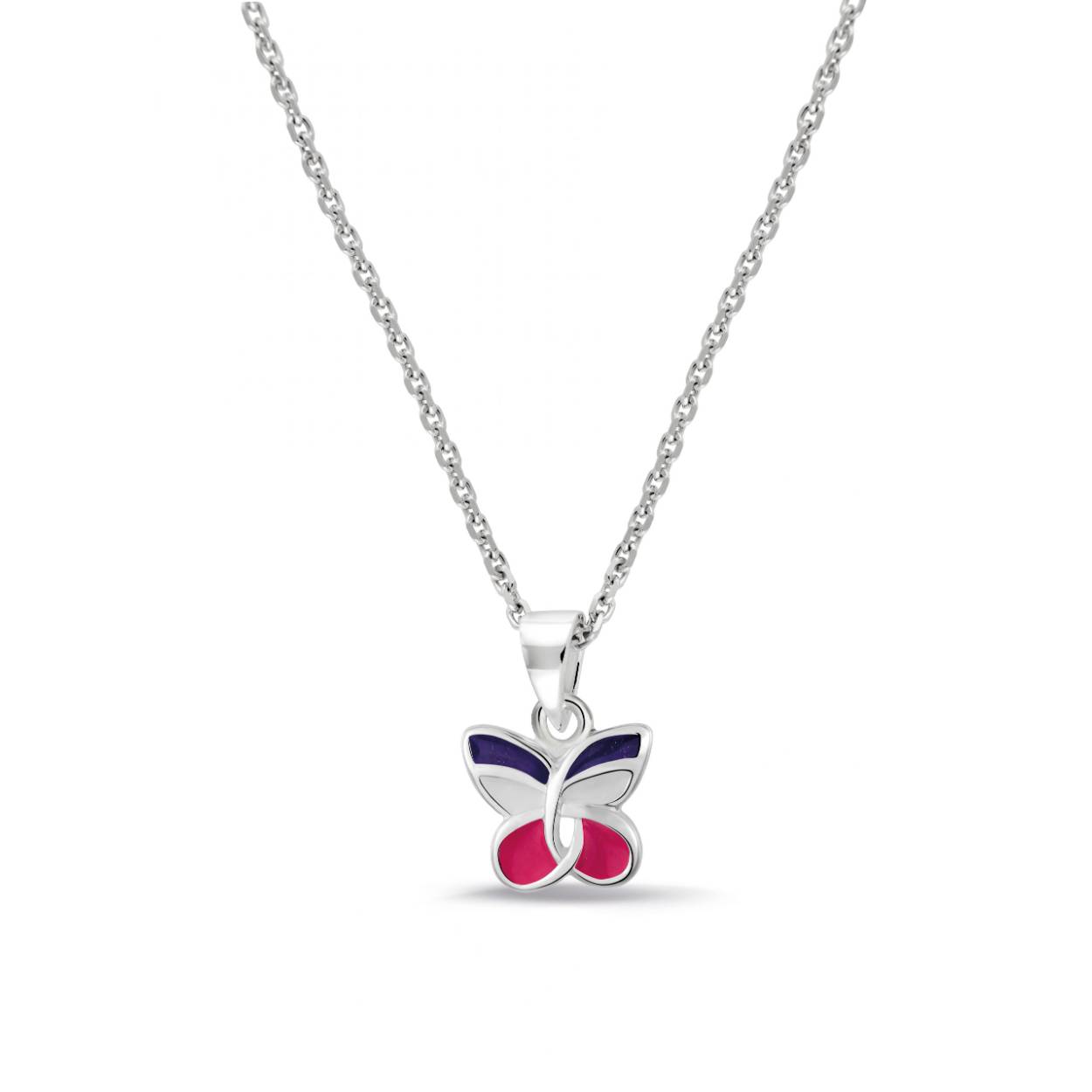 Bellini zilveren hanger vlinder (inclusief collier)

Deze hanger is uitgevoerd in 925 zilver met emaille in de vorm van een vlinder .