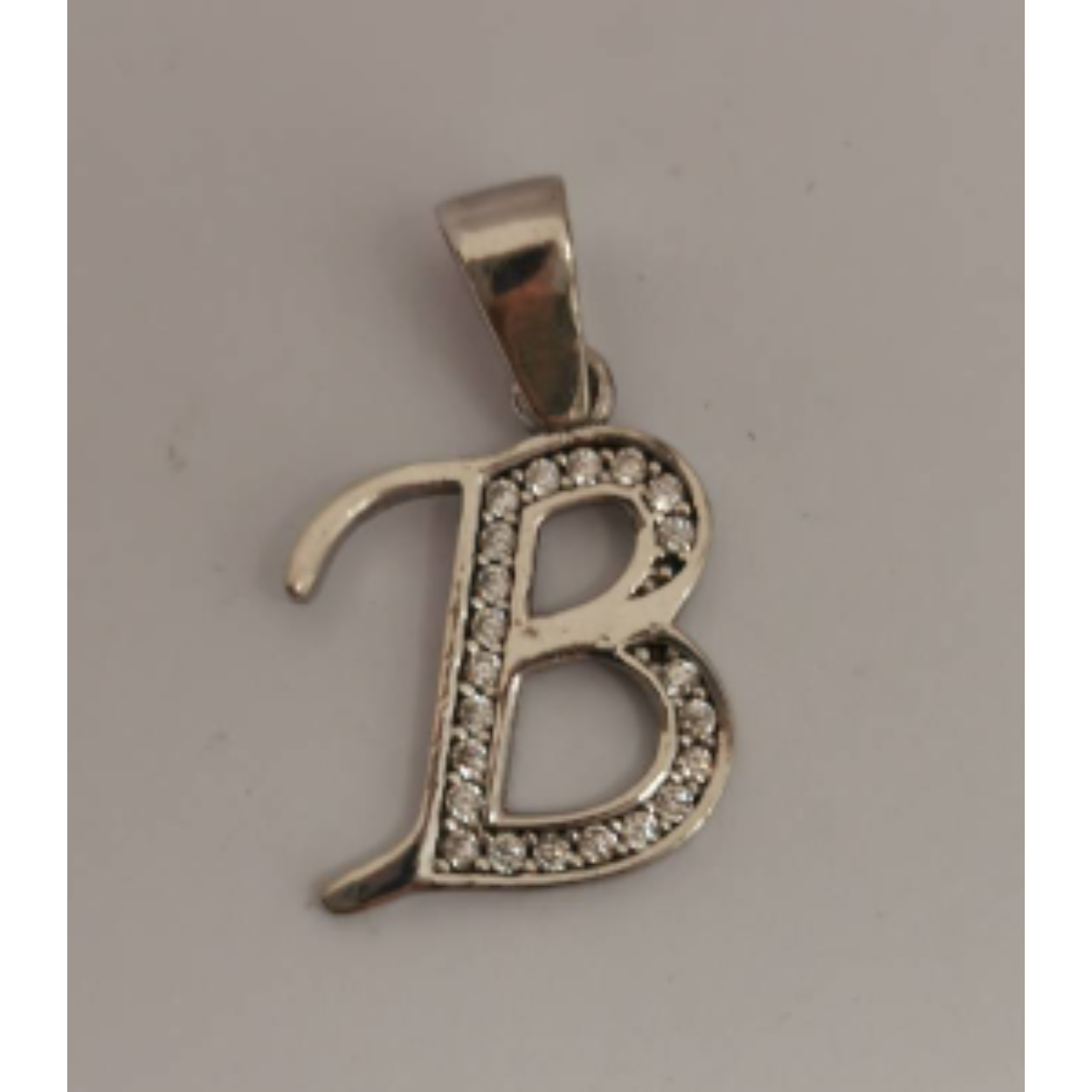 Zilveren hanger letter B zirkonia