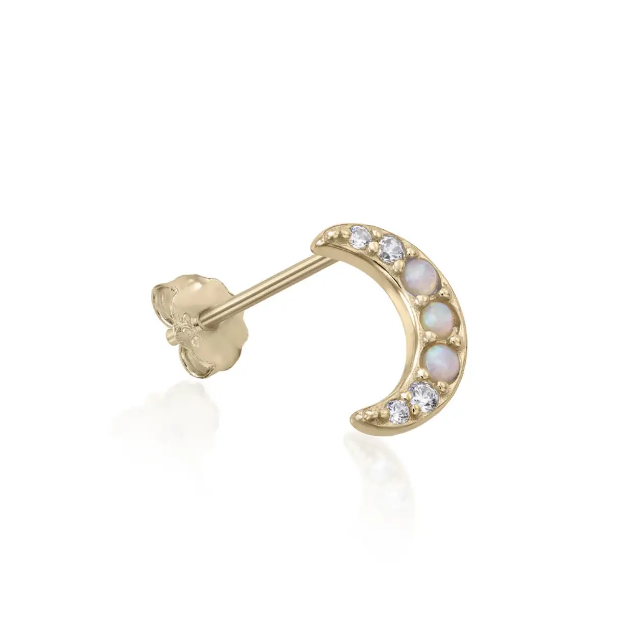 Gold plated silver piercing with moon design. Piercing with zirconia moon design.