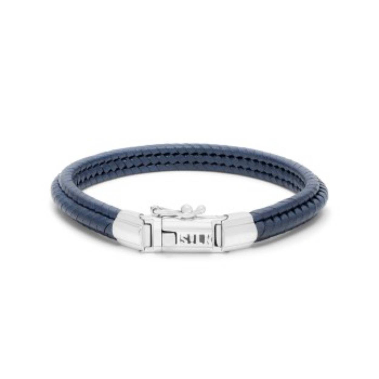 Silk luxe armband leer blauw met zilveren sluiting 18 cm
verkrijgbaar in diverse andere lengtes