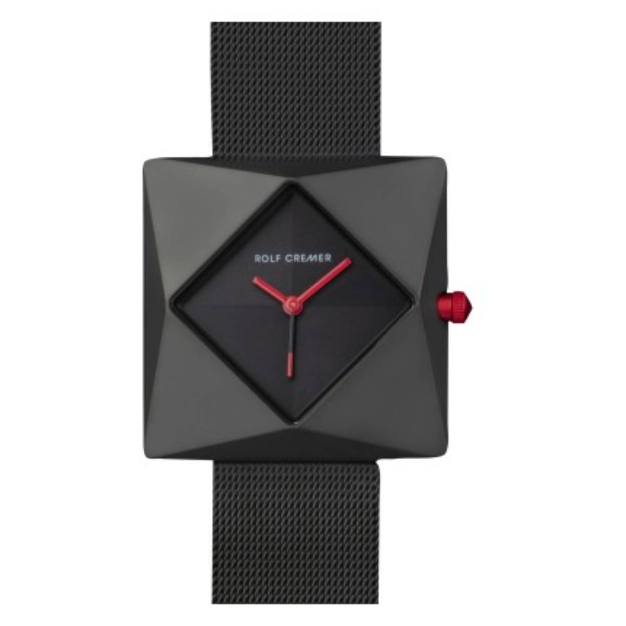 Een stalen horloge met zwart leren band.