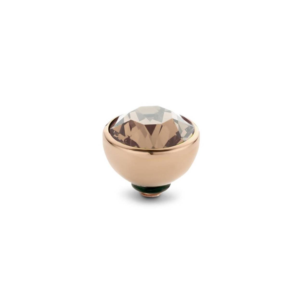 Melano twisted steen rond - zilverkleurig + salmon - dames - 8mm