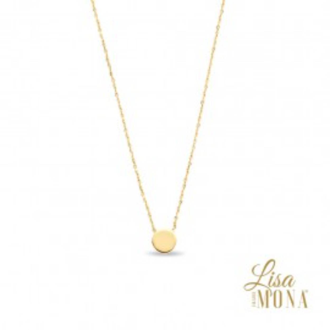 Lisa Mona collier 14kt klein rond graveerplaatje