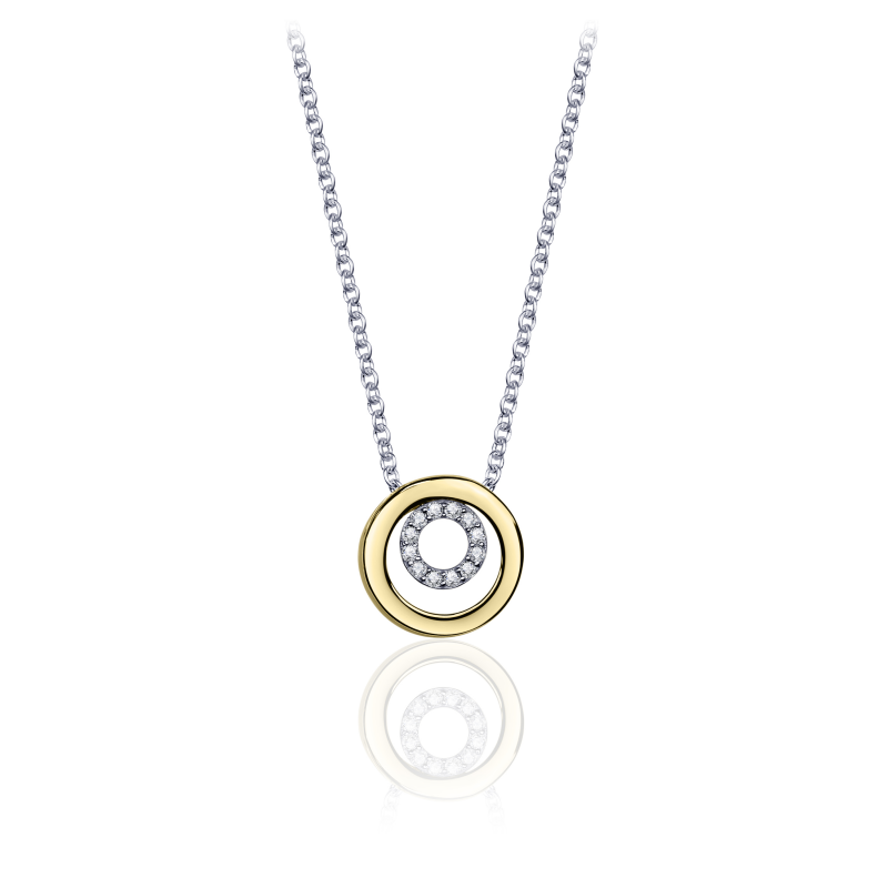 14k gouden hanger cirkel met zirkonia's (excl. collier)
Hanger is uit te breiden in een set met oorknoppen en een ring