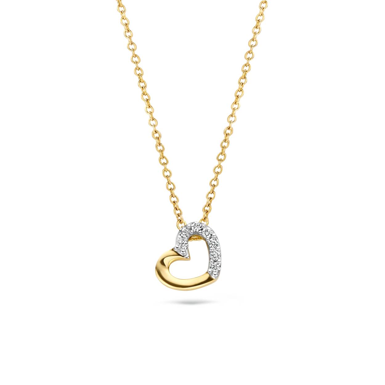 Blush hartvormige collier 14k wit- en geelgoud met diamanten.