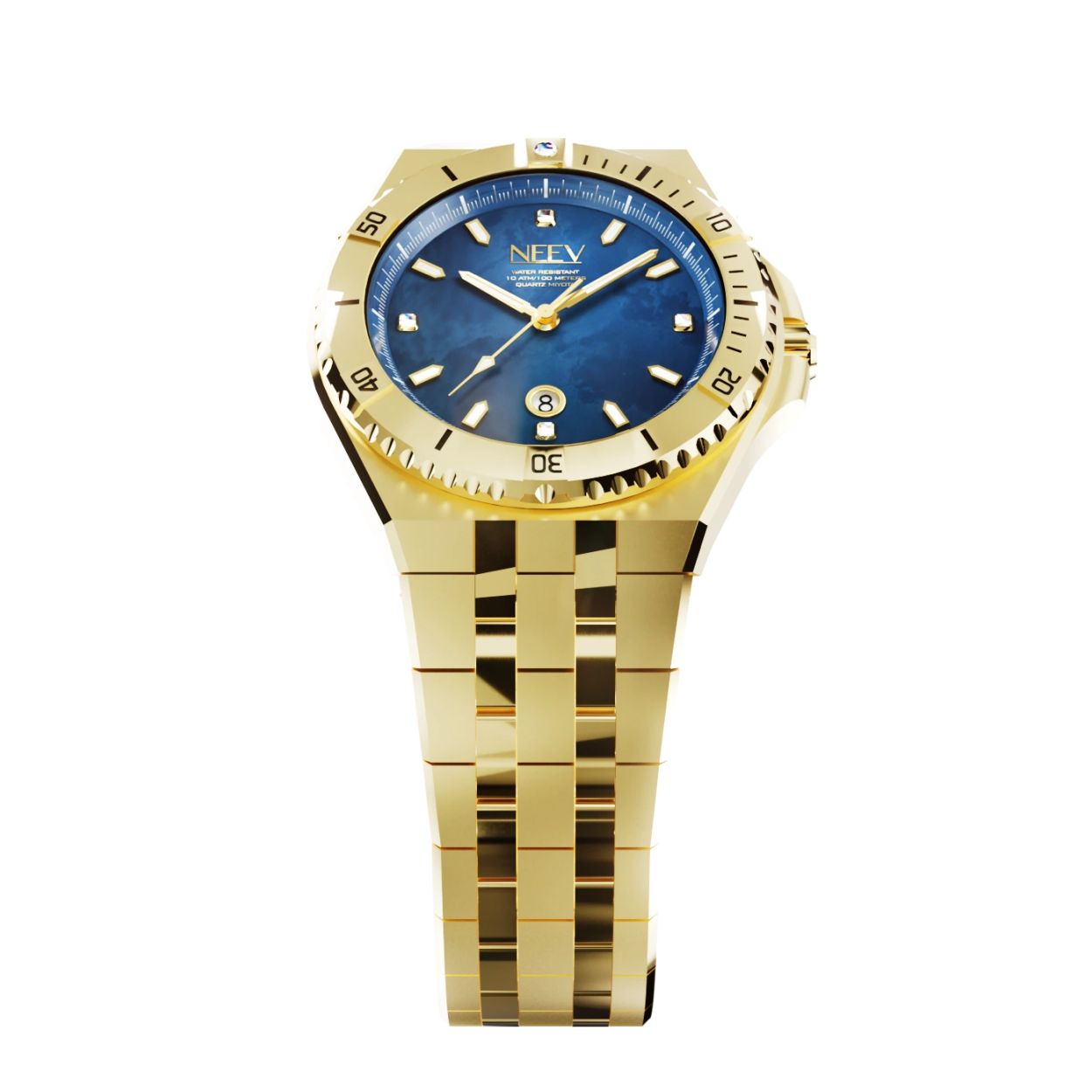 De Date34 is ons nieuwste model. Dit 34mm dameshorloge is er in 14 varianten. Dit nieuwe model is standaard uitgevoerd met 5 Swarovski stenen, hoogwaardig staal, saffierglas met AR coating en een parelmoer wijzerplaat.