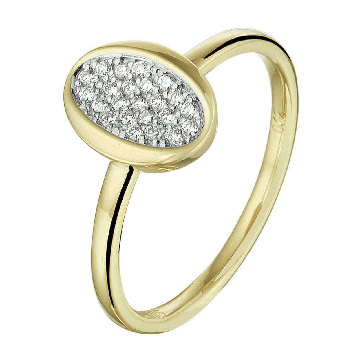 geelgouden damesring met diamant