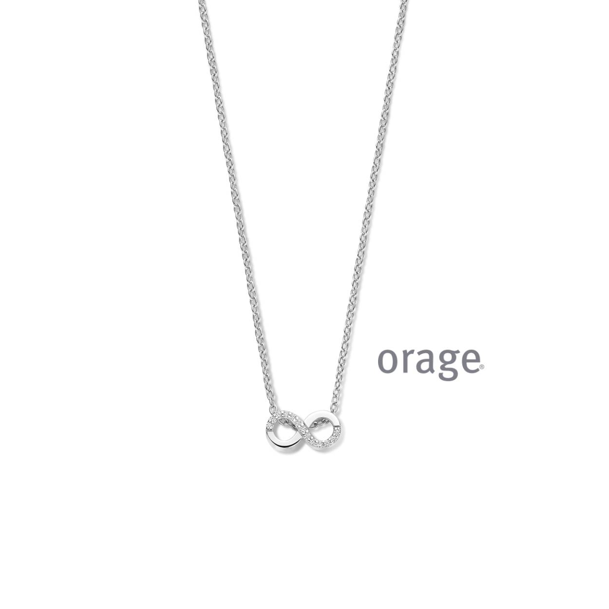 Orage ketting infinity zilver met zirkonia steentjes