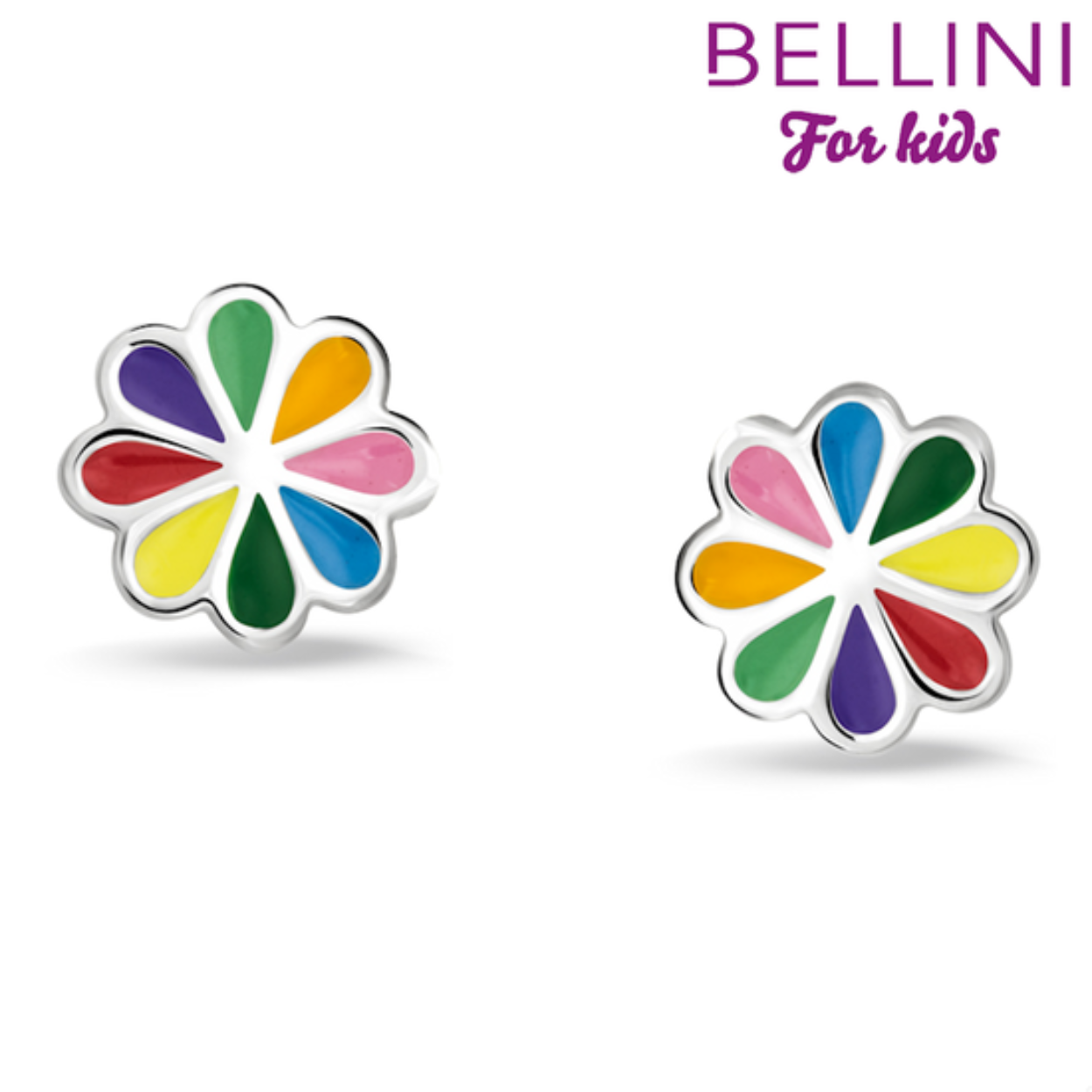 Bellini zilveren kinder oorknop multi kleur 575023