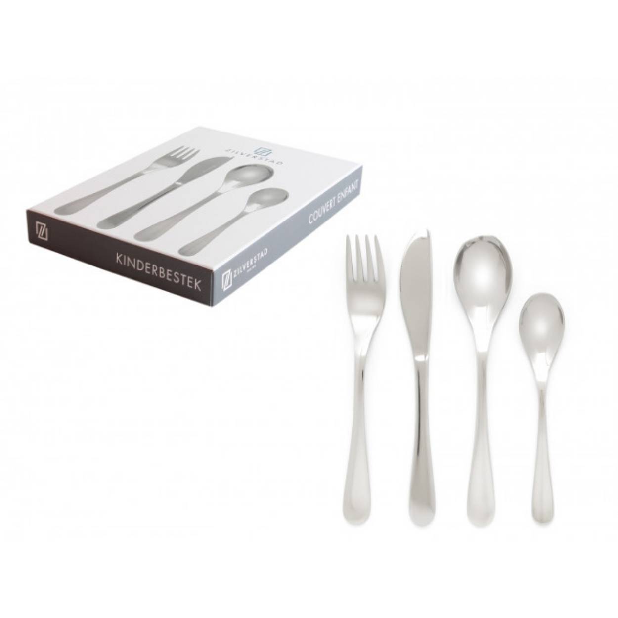 Deze gladde 4-delige bestekset is een ideaal geboorte- of communiegeschenk. Omdat alle onderdelen gegraveerd kunnen worden, wordt het een blijvend en persoonlijk cadeau! Poetsen is niet nodig. Het bestek is RVS 18/10 en kan in de vaatwasser.

Kindervork: 170 mm
Kindermesje: 179 mm
Kinderlepel: 170 mm
Paplepel: 135 mm