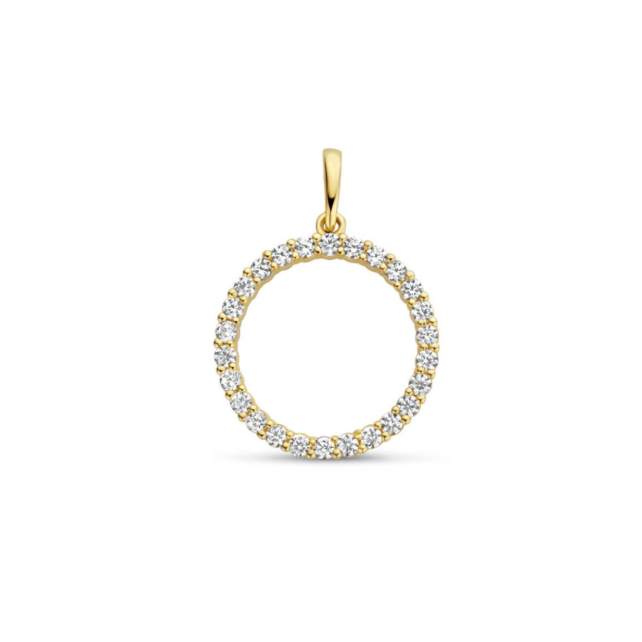 14k Geelgouden hanger uitgevoerd met een schitterende zirkonia rij.