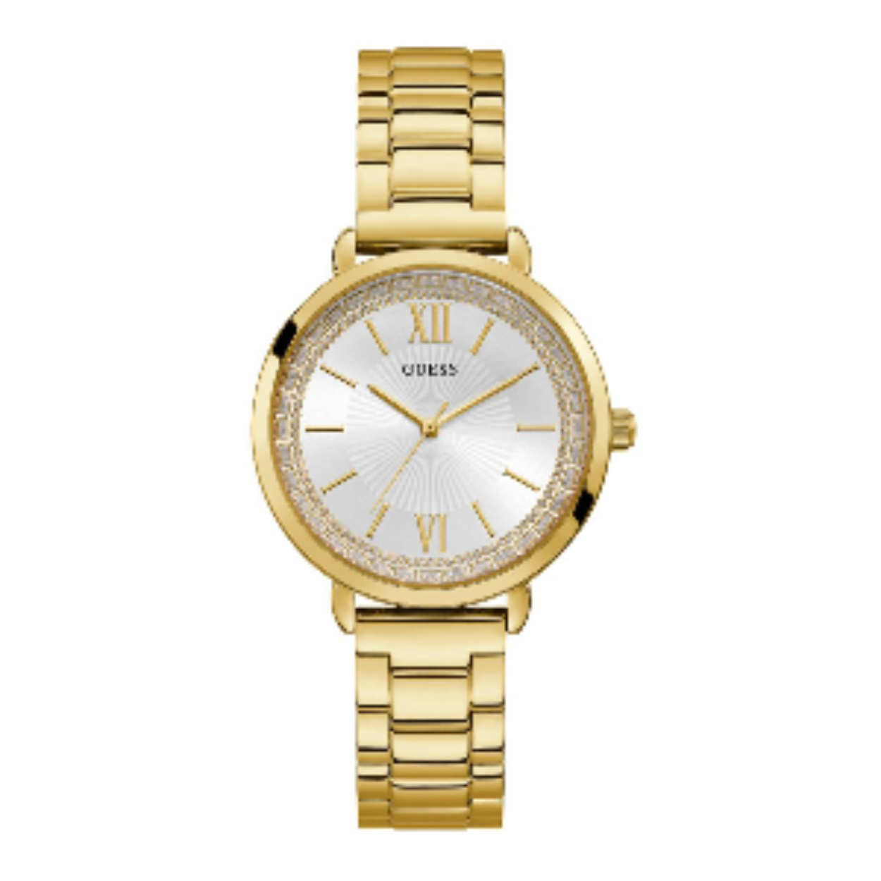 Gold plated dames horloge Guess.
Nikkelvrij.
2 jaar garantie op het uurwerk.