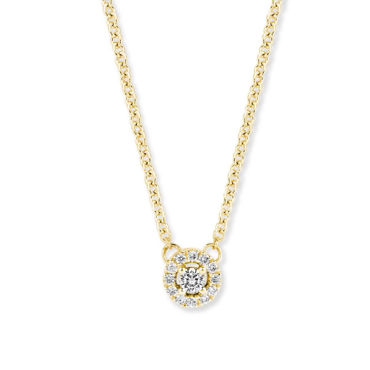 Salina halsketting in 18 Kt geel goud met diamanten.