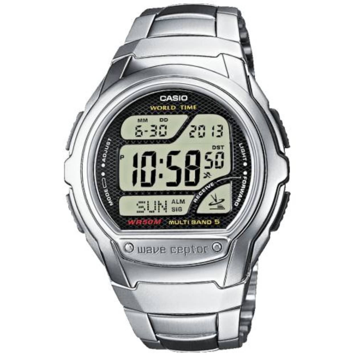 Dit is een prachtig horloge uit de collectie Radio Controlled. Dit horloge heeft onder andere de volgende functies: Stopwatchfunctie - 1/100 sec. - 1 uur, Timer - 1/1 min. - 1 uur, Illuminator, 12/24-uurs tijdweergave, Wereldtijden, Automatische kalender, Radiosignaal-ontvanger (EU, USA, JPN)